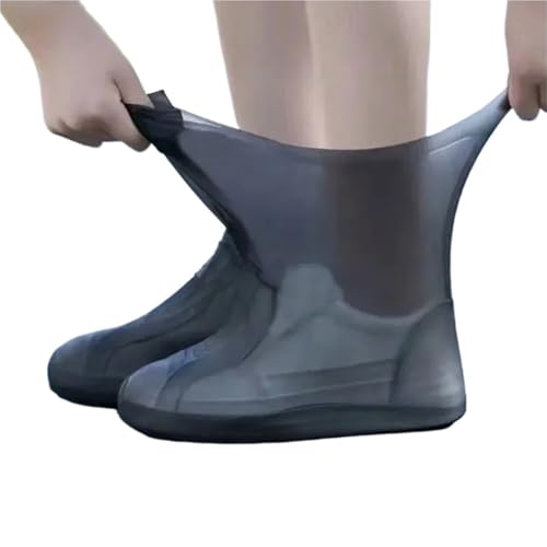 OZLCUA Botas De Agua Cubiertas impermeables for zapatos, Botas de lluvia for exteriores, cubierta impermeable for motocicleta for engranajes silicona(1Pair Black,L 41-47)