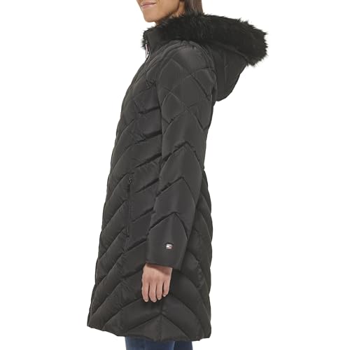 Tommy Hilfiger Faux Fur Trimmed Long Puffer Black LG (US 12-14)2