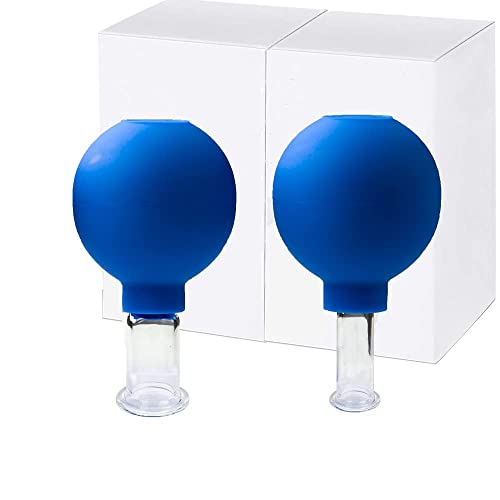 AHCS 2 Pieces Glass Facial Cupping Kit-Silicone Vacuum Suction Ma...