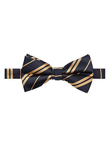 Jacob Alexander Woven Double Stripe Men s Pre-Tied Banded Bow Tie - Navy Blue Gold