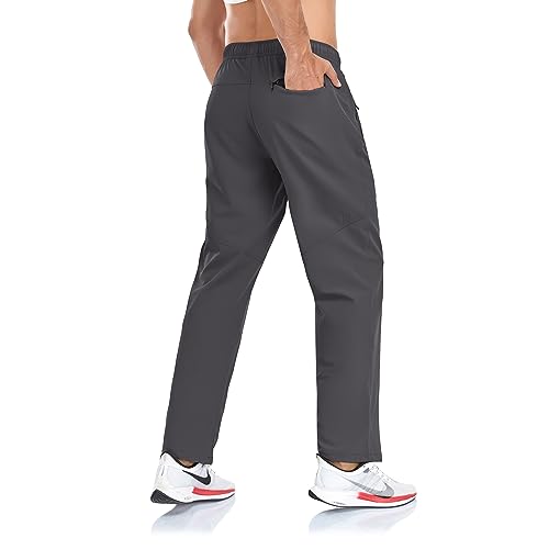 Rapoo Pants For Men Mens Sweatpants Workout Pants Men'S Exercise Athletic Hiking Gym Pants Elastic Waist Jogging Running Pants For Men With Zipper Pockets 05 Dark Grey L cover