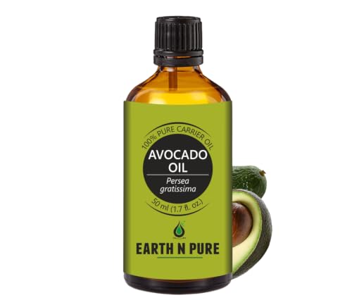 Image of Earth N Pure Avocado Oil | 100% Pure & Natural | Cold Pressed | Deep Moisturizing Carrier Oil for Hair, Face, Beard, Body & Scalp | Vegan & Cruelty-Free | 50ml