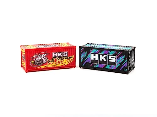 HKS Shipping Container Display Cases Set of 2 Pieces Collab64 Series for 1/64 Model Cars by Tarmac Works T64C-001-HKS