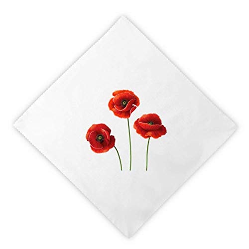 Servilletas de tela blancas DIYthinker de alta calidad con pintura artística de amapolas 2