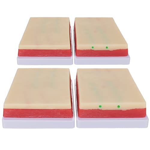 Image of 4 Pcs Venipuncture IV Injection Training Pad Model, Silicone Human Skin Suture Training Model, Injection Practice Pad,4 Veins Imbedded, 3 Skin Layers
