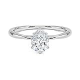 GRA Certified 1.00 CT Pears Moissanite Engagement Ring, 7x5mm Brilliant Cut, Solid 925 Sterling Silver With Rhodium Plated | Halo Accents Solitaire Engagement Ring (K)
