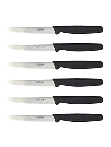 Coolinato, set de 6 cuchillos de mesa, cuchillo de desayuno de acero inoxidable con mango ergonómico, longitud de la hoja 11 cm, gris