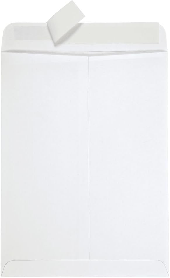 Quality Park 9 x 12 Catalog Envelopes, 100 Pack, Document Envelopes with Self Seal Closure, Heavyweight 28 lb Paper, Self Sealing Envelope for Mailing, Filing and Organizing, White