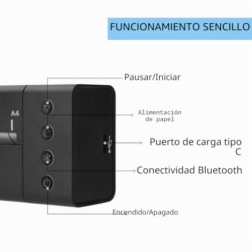 Miniatura 5 de Atomus Mini Impresora Térmica Portátil 2500mah Papel Térmico Y Papel De Transferencia De Tatuajes Impresora De Oficina 113e