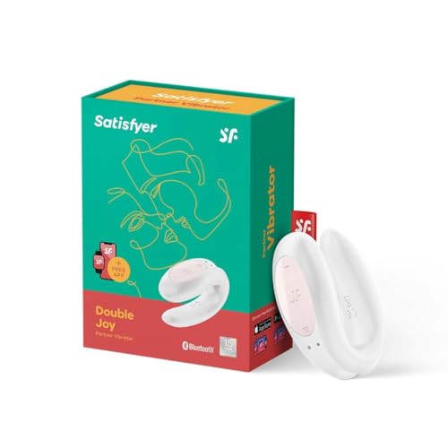 Satisfyer 'Double Joy Connect App' Paar-Vibrator 9 cm | Sex-Spielzeug für Paare extrem stark | Vielfältige Vibrationen dank App-Steuerung | Erotisches Toy mit Klitoris-Stimulation | Farbe: weiß