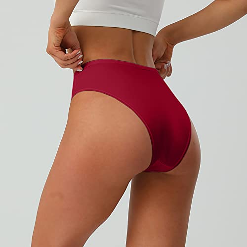 Deals Of The Day Yardsong Women's Seamless Panties High Waisted Comfort Underwear Stretch Breathable Soft Full Briefs Underpants Red #TOP3