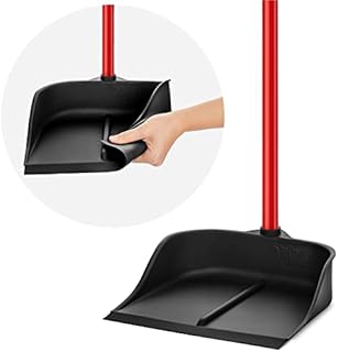 Tyroler Bright Tools Magic Dustpan with Handle - Solid 100% Natural Rubber Construction- New Aluminum Anti-Rust 105cm Long Handle Dust Pan- Stand Up Design- Accommodates Any Broom/Hand Brush