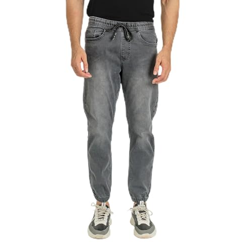 Essentials Men's Casual Slim Fit Denim Jogger Pants Relaxed Fit, Elastic Waist, Adjustable Fabric