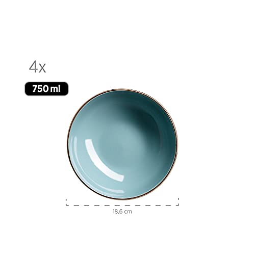 Service de table en grès anti-rayures Mäser bleu 16 pièces durable - 7