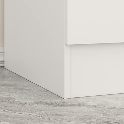 ECACAD Wardrobe Armoire with Mirror, 5-Tier Shelves, 2 Drawers, 2 Hanging Rods and 4 Doors, 63”W Wooden Closet Storage Cabinet for Bedroom, White