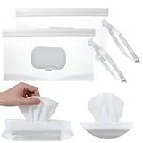 Matwsec 3 Pcs White Travel Baby Wipe Case, Eva Refillable Wipes Container, Clear Portable Wipes Dispenser, Reusable Waterproof Wipe Holder for Diaper Bag Travel Strollers Backpacks