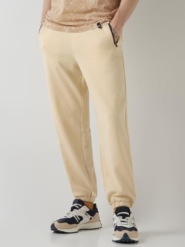Image of Bewakoof Men's Solid Oversized Fit Cotton Joggers