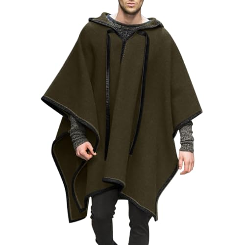 Generisch Poncho con capucha para hombre Casual Cape con Capucha Poncho para Hombres Dobladillo Irregular Sudadera con Capucha Cómoda Ropa de Casa Hombres Capa con Capucha de Gran Tamaño Moda Ropa de