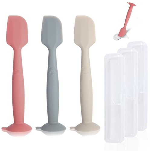 Image of MAIKKB Diaper Spatula with Case, 3 Pack Baby Diaper Cream spatulas with 3 Storage Boxes, Soft Silicone Diaper Cream Applicator Butt Paste Spatula with Suction Base Full Size
