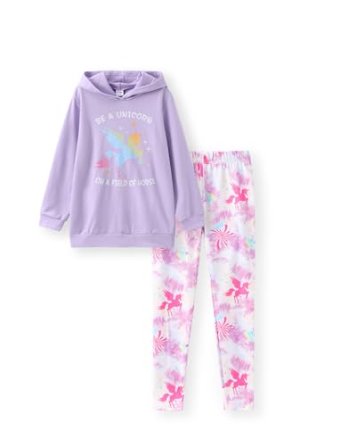 Image of PATPAT Girls 2 Piece Outfits Long Sleeve Hoodie and Leggings Clothing Set Outfits for Girls 4-12Y Fall /Winter Outfits