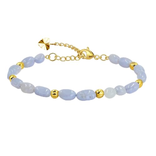 Bracelet en pierre naturelle irrégulière avec perles citrouille 4mm style boho YA5871