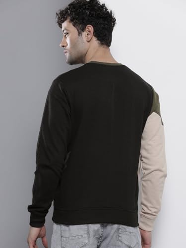 Image of The Indian Garage Co Men Regular Fit Colourblocked Crew Neck Overhead Sweatshirt