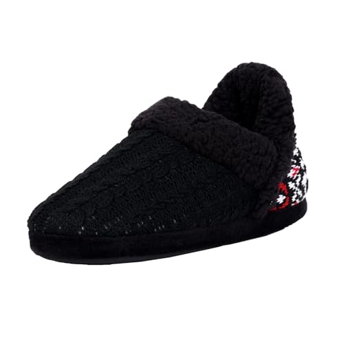 Women’s Slippers House Shoes Cozy Slipper with Warm Faux Fur Collar Winter Warm Knit Slip-on Slippers Indoor Bedroom for Womens