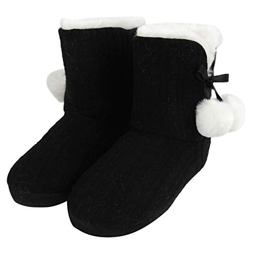 Forfoot Slippers Womens Indoor Slipper Boots for Ladies Girls with Knitted Upper and Bow