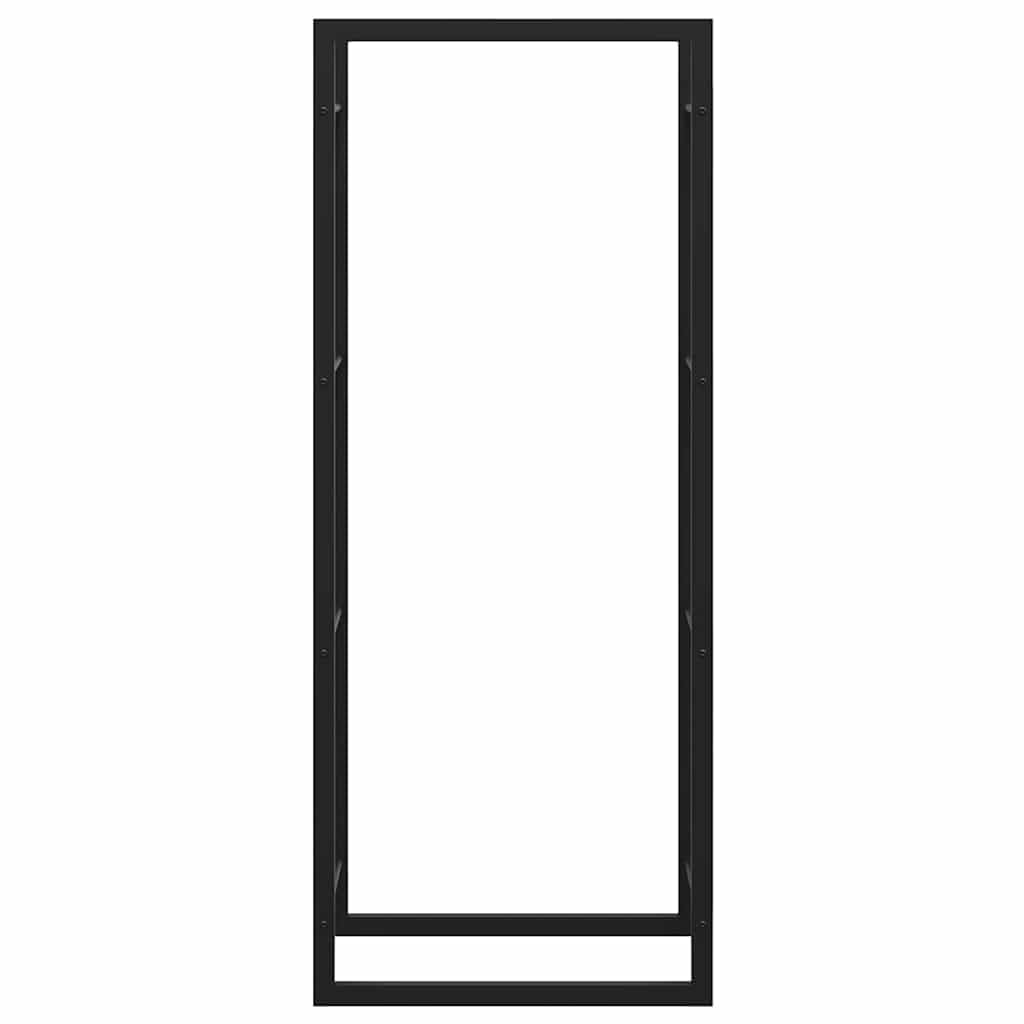 Brennholzregal Mattschwarz 50x28x132 cm Stahl Kaminholzregal für Feuerholz Lagerung, Holzständer für Scheite neben Kamin Ofen Terrasse Garten Schuppen
