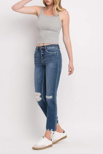 Flying Monkey - Mid Rsie Crop Slim Straight Medium Jeam - F45314