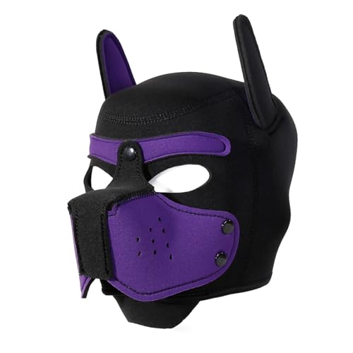Puppy Hood Removable Cosplay Dog Full Face Pup Hood Men&Women (Purple)