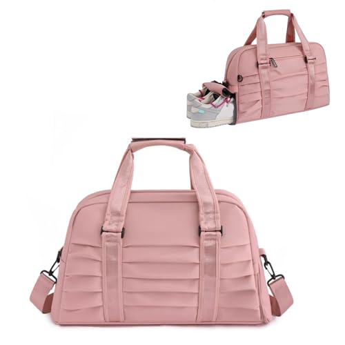 Bolsa Academia com Compartimento para Tênis 48 x 26 x 15 cm Tecido Oxford Impermeável Unissex Mochila Academia (Rosa)