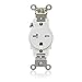 Leviton T5461-W Single Receptacle Outlet, Tamper-Resistant, 20 Amp, 250 Volt, Heavy-Duty Industrial Specification Grade, Back or Side Wire, Self-Grounding, White