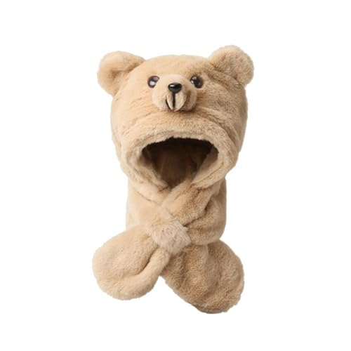 Gorro de oso de dibujos animados: bufanda de felpa cálida y suave de estilo coreano para niños