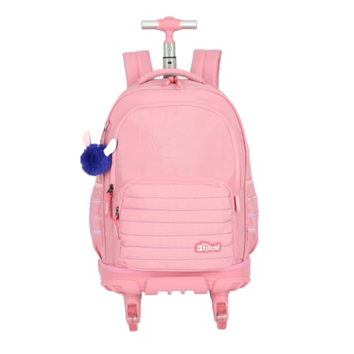 Mochila com Rodinhas 360° e Alças Stitch Rosa MC49232SC Luxcel