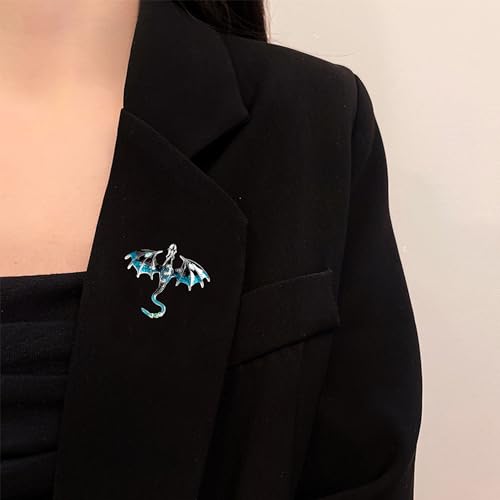 Image of Vintage Punk Dragon Animal Brooch - Domineering Flying Dragon Personality Clothing Accessories for Men and Women