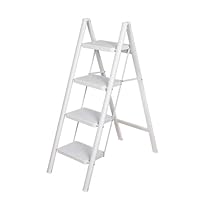 BAOYOUNI Trapladder 4 Treden Ladder Aluminium Vouwladder Antislip Lichtgewicht Draagbare Huishoudladder met Handvat, 17,5 cm Brede Sporten, Draagvermogen 135 KG, voor Huishoudelijke Kantoor, Zwart