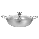 BESPORTBLE Edelstahl Hot Pot mit Doppelgeschmack 32cm Dicker Hotpot mit Deckel Gleichmäßige Wärmeleitung Spülmaschinenfest für Familien Hotpot und Gemeinschaftsessen