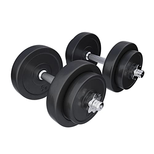 Gorilla Sports® Dumbbells - 40 Lb / 60 Lb Total Weight, Pair, Spinlock Collars, Anti-Slip Handle, Plastic Coated, Black - Hand Weights Set, Adjustable Weights, Strength Training, Workout, Home Gym #TOP1