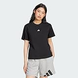Adidas Donna Essentials Small Logo Cotton T-Shirt, Black/White, M