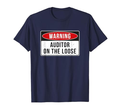 Warning Sign - Auditor On The Loose Funny Job Quote T-Shirt, Men, Navy Blue, 3X-Large