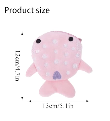 1Pc Pink Cute Shark Wallet with Zipper, Portable Whale Shark Coin Purse, Plush Earphone Wallet Coin Pouch Change Purse for Women2