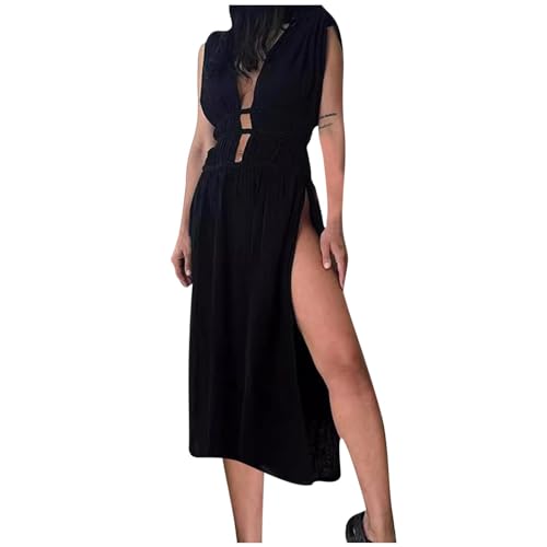Vestido largo manga con volantes para evitar transparencias en playa