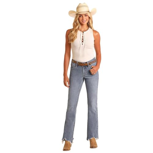 Rock & Roll Denim Signature Embroidery Mid Rise Bootcut