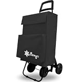 MORE FREE-Carrito de Compra Plegable con Bolsa Térmica Impermeable y 4 Ruedas,Ligero, 94x44x38cm,40 litros,Resistente y Reutilizable (Negra)