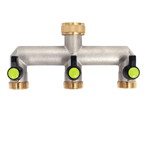 Xbessc Distributore a 3 Vie 3/4 Pollice Sdoppiatore Rubinetto Giardino 3 Vie in Ottone con Valvola Indipendente Distributore Dell'acqua a 3 Vie per Rubinetto Tubo da Giardino Prato