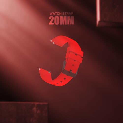 Prolet 20MM Silicone Strap Compatible with Amazfit GTS 2 Mini, Amazfit Bip/Bip U/Pro/Lite, Bip S, Amazfit GTS/ 2/2e, Samsung Galaxy Watch 4/ Watch 5 Compatible All 20MM Watches (Red)