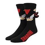Bioworld Sonic The Hedgehog Felt Shadow Attachment Adult Black Casual Crew Socks