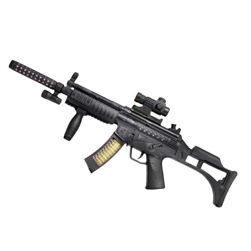Shooter Military Tactical Toy Rifle Realistic Rapid-Fire Sound Effects & Colorful Flashing LED Lights Battery Operated Combat Blaster with Scope and Flashlight for Kids