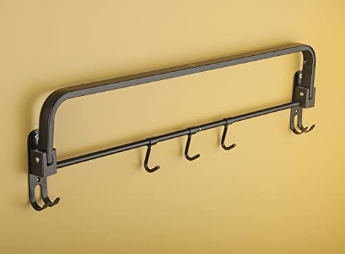 Image of iSTAR Folding Towel Rack /Towel Stand /Towel Hanger /Rack Shelf for Bathroom /Bathroom Accessories (24 Inch, Black)(Stainless Steel)